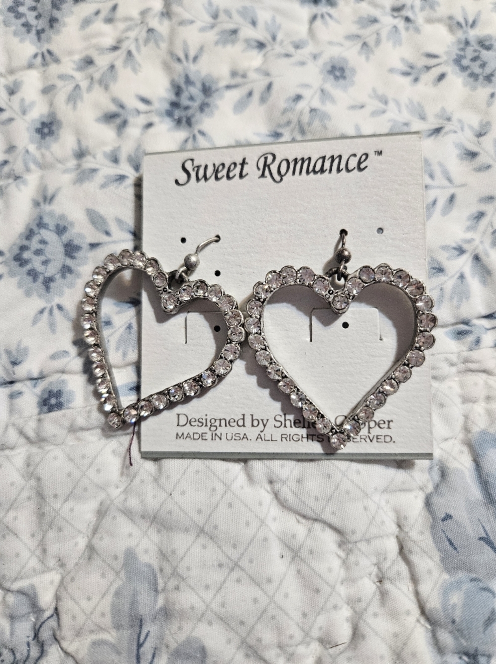 Sweet Romance Silver Heart Hoop Earrings with Clear Crystals